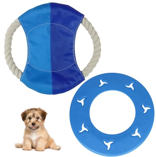 2 Pcs Dog Frisbee, Lightweight Pet Training Flying Disc, Durable Flying Disc Set for Small and Medium Dogs, Interactive Dog Toy for Outdoor Play, Beach and Park Games, Training Exercises (Blue)