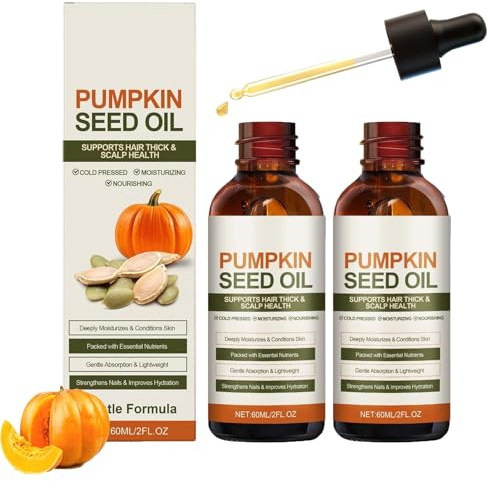 Pumpafröolja, 100 % ren ekologisk pumpafröolja för användning på hår, för att återfukta och reparera torrt och skadat hår, stimulerar hårväxt och