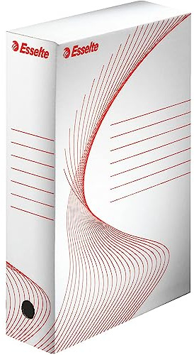 ESSELTE Boxy 80 Scatola Archivio - dim. 25 x 35 x 8 cm, Per i Documenti F.to A4, Riciclabile al 100 %, Certificato FSC, Confezione da 10 pezzi, Bianco - 128003