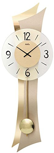 AMS Moderne Wanduhr mit Quartzwerk, batteriebetrieben Quartz-Pendeluhr 70cm- 7427
