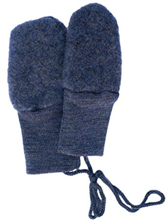 Engel Baby Fäustel ohne Daumen, Fleece, 100% Schurwolle (kbT) (50/56, Blau Melange)