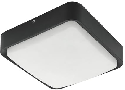 EGLO connect LED utomhustaklampa Piove-C | smart utomhusbelysning för vägg och tak, taklampa i aluminiumgjutning och plast, färg: svart, vit, varmvit, dimbar, IP44