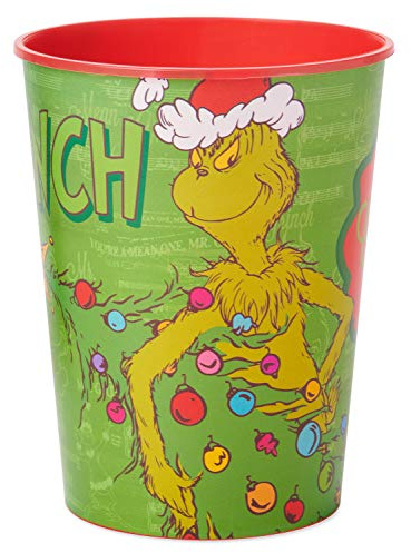 American Greetings 8-Count 16 oz. Reusable Plastic Cups, Grinch Christmas Party Supplies