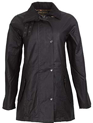 WALKER AND HAWKES Katrina - Damen Outdoor-Jacke mit 3/4-Länge - 100% gewachste Baumwolle - Schwarz - 46