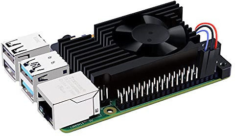 GeeekPi Raspberry Pi 4 disipador de calor de aluminio con ventilador de refrigeración, Raspberry Pi 4 Armor Lite disipador de calor con PWM control de velocidad para Raspberry Pi 4 Modelo B