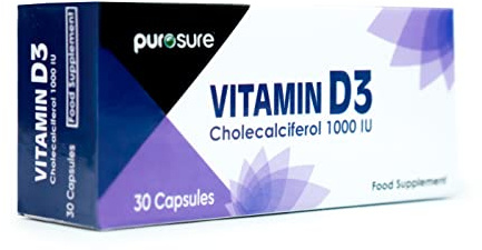Vitamin D3 1000 IU - 30 Capsules - High Potency, Easy to Swallow Pure Vitamin D Softgel Capsules - Vitamin D3 Supplements Helps Boost Health and Immune System