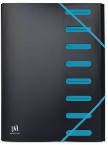 OXFORD Ordnungsmappe, ausziehbar, 8 Fächer, A4, Polypropylen-Einband, zweifarbig, Schwarz/Blau