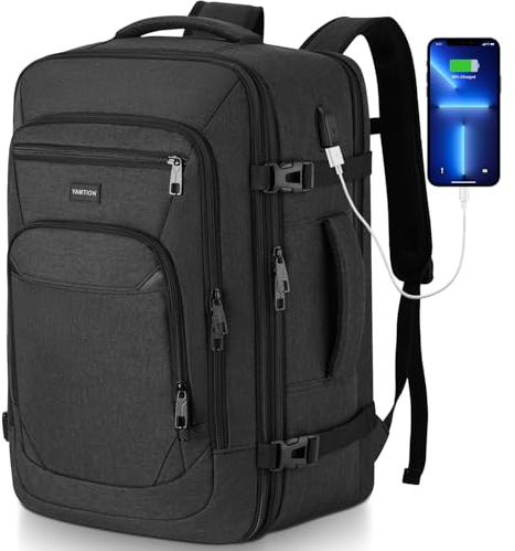 YAMTION Erweiterbar Handgepäck Groß für Herren Damen,42L Reiserucksack Wasserdicht Flugzeug Laptop Rucksack für Ryanair Weekender Reise Arbeit Schule