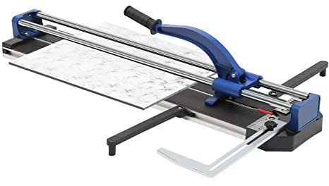 Cortador manual de azulejos de 80 cm, doble carril, corte de precisión, incluye barra de equilibrio para azulejos de pared y suelo (azul)