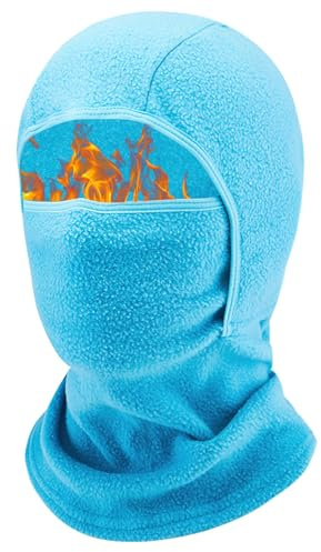 AYPOW Cagoule d'hiver Thermique pour Enfants 4-13 Ans, Multifonction Coupe-Vent Masque de Ski Bonnet de Cyclisme avec Cache-Cou, Casquette Chapeau pour Garçons et Filles Sports d'hiver en Plein Air