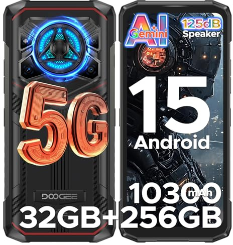 DOOGEE Blade 20 Play AI 5G Android 15 Outdoor Handy Ohne Vertrag, Dimensity 7050, 10300mAh/33W, 32GB+256GB+2TB Outdoor Smartphone, 125dB Lautsprecher, 50MP+20MP Nachtsicht, 6.6 HD+, WiFi6/NFC/Face ID