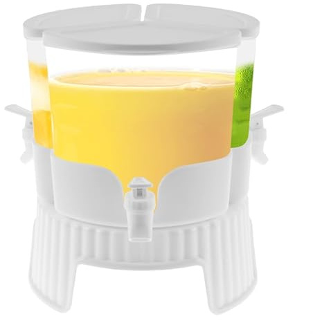 5.2L Beverage Dispenser, 3 Grids Rotatable Drink Juice Dispenser with Lid Tap and Base Stand Large Capacity Fridge Juice Containers for Parties and Daily Use Iced Tea Cola Lemonade