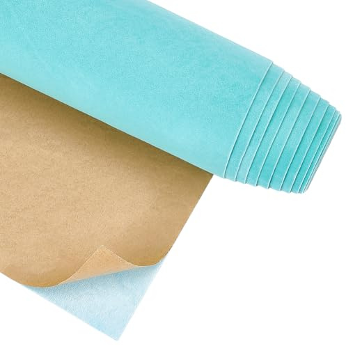 BENECREAT 4mx25cm Turquoise Self Adhesive Velvet Fabric Roll, Adhesive Velvet Flocking Liner, Velvet Drawer Liner for Jewelry Drawer Box Decoration