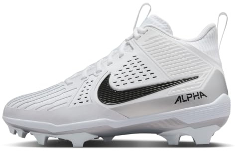 Nike Alpha Menace Strong Men's Football Cleats (II5139-100, White/Metallic Silver/Black) Size 9