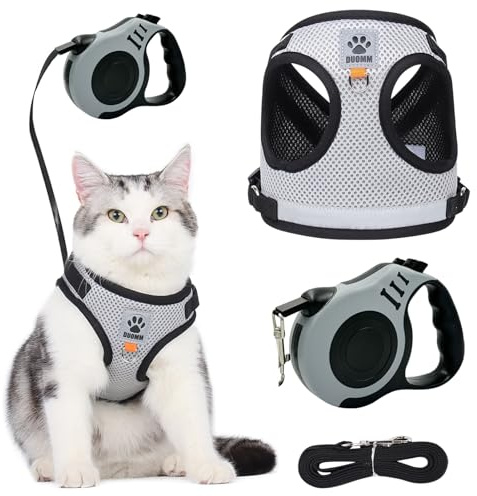 TYXHXTF Arnes Gatos y Correa Set, Transpirable Arnes Gato Pequeño, con Reflectantes de Tela, con Correa Extensible 3M, para Caminar, Entrenar, Gato Pequeño y Mediano