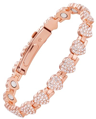 Jecanori Pure Copper Bracelets for Women,Effective Magnetic Bracelets with Sparkling Rhinestones, Adjustable Copper Jewelry Gift