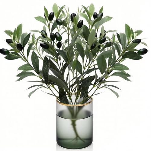 10 PCS Faux Olive Branches for Vases, 11.8” Tall Artificial Plants Olives Tree Branches Faux Olive Leaves Stems Artificial Indoor Greenery for Centerpieces Decor Wedding Greenery Home Party Decor