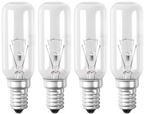 JCSJK 40W Cooker Hood Light Bulbs, Extractor Fan Bulb Warm White 2700k, 400LM E14 Small Screw Light Bulb for Cooker Hood, Oven, Desk Lamp, Fridge, 4 Pack
