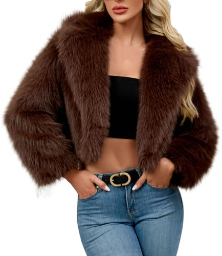 Giacca di pelliccia corta da donna, cappotto di pelliccia crop, cappotto in pelliccia sintetica, calda e spessa, giacca di pelliccia alla moda, cappotto di pelliccia soffice, giacca invernale