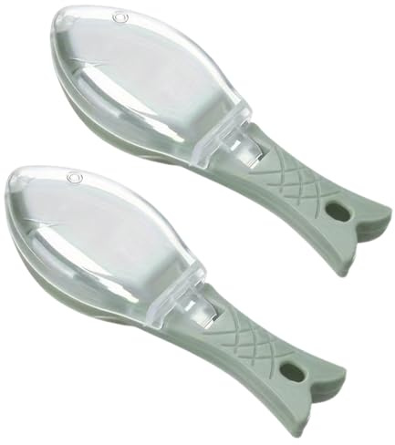 Fish Scaler - Homiladi 2pcs Fish Descaler Tool for Fast Scales Peeling | Plastic Scale Remover with Cover | Efficient Scale Scraping Brush | Scaler Kitchen Cooking Tools, Easy Clean & Storage (Blue)
