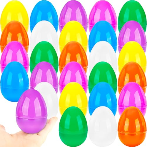 Haconba 28 Pack 4 Inch Plastic Easter Eggs Colorful Bright Large Fillable Egg Bulk for Easter Egg Hunt Party Supplies Basket Stuffers Classroom Prize, 7 Colors