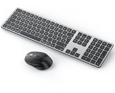 OMOTON Teclado y Ratón Bluetooth Tamaño Completo para Mac, Negro