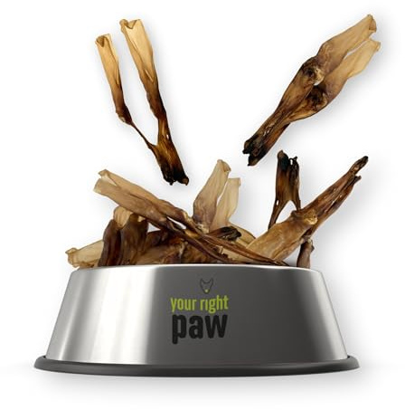 Your Right Paw - Orecchie di coniglio con pelliccia per cani, 500 g, 100% naturali, senza cereali e ricche di proteine, essiccate delicatamente in Europa