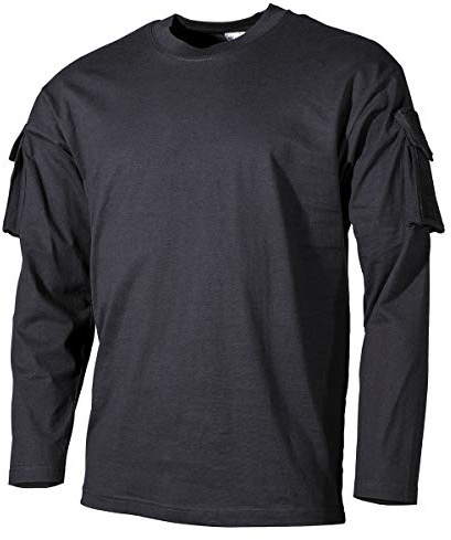 MFH US Mit Ärmeltaschen Langarm-Shirt - Schwarz Größe L