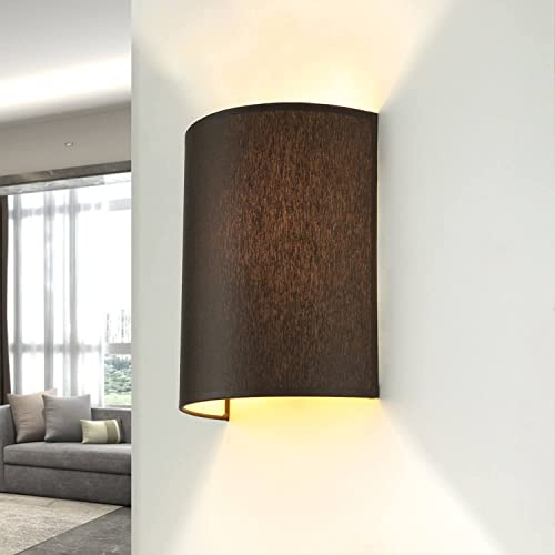 Applique murale d'intérieur Alice très chic pour le Loft en tissu brun foncé dans un style moderne 1xE27 60W 230V lampe idéale pour le salon