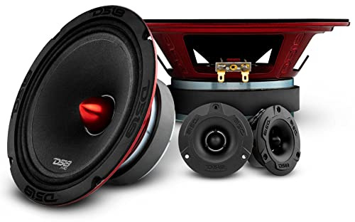 DS18 Mid and High Car Speaker Package - 2X 6.5 Midrange, 2X 1 Tweeters, Built-in Crossover