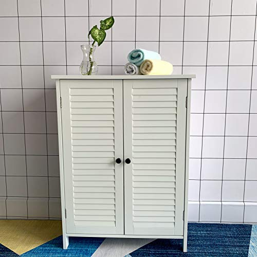 HYGRAD BUILT TO SURVIVE White Wood Free Standing 2 Door Bathroom Home Office Linen Cabinet Toilet Organiser Shelf Shutter Door Living Room Bedroom Hallway Unit