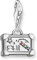 THOMAS SABO Charm-Anhänger bunter Vintage-Koffer aus hochwertigem, leicht geschwärztem 925er Sterlingsilber, Steinbesatz in Weiß, Rot, Grün und Blau, Maße: 20 x 12 mm, 1936-318-7