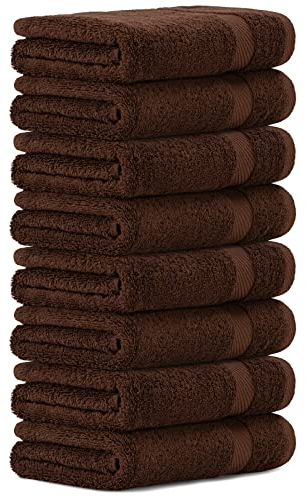Luckytowel Handtücher Set 50x100 cm groß aus 100% Baumwolle, Handtuch Set mit 600g/m² Oeko-Tex Frottee Handtuchset als 8er Pack in Braun