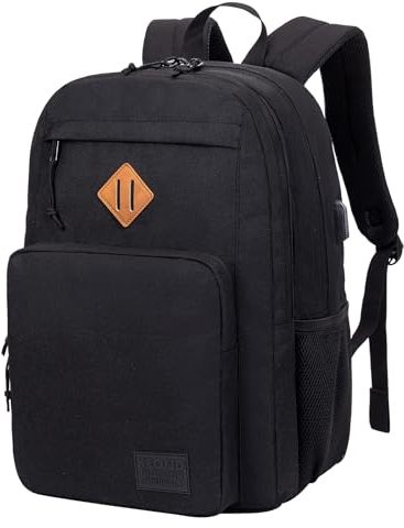 KEOFID Classic Travel backpack for Men and Women, Anti theft Laptop backpack with USB Charging Port for College, Business(Black)