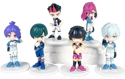 Zhongkaihua Figuras de anime Blue Lock - Juego de 6 figuras de acción de Nagi/Bachira/Reo/Rin/Bachira Blue Lock, estatua de modelo, decoración de tartas, coleccionables, regalos, 9,5 cm, PVC