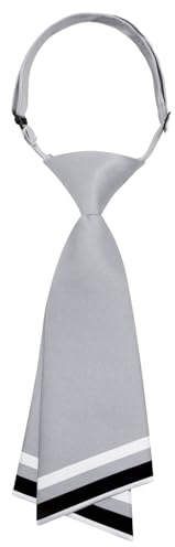 LJBFNN Cravate pour femme pré-nouée réglable pour femme, cravate rayée pour femme, cravate uniforme pour l'école, l'obtention d'un diplôme, le travail, gris, défaut