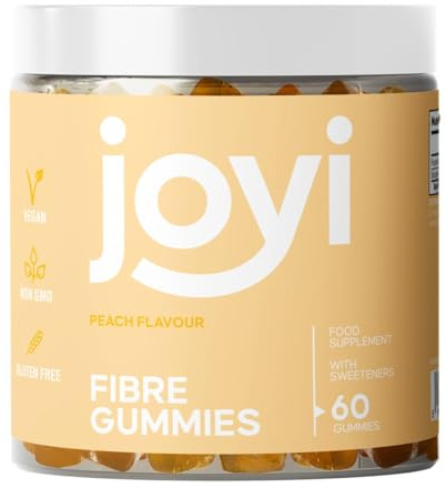 Joyi Fibre Gummies Peach Flavour - 6g Vegan High Fibre Gummies for Adults & Kids Prebiotic Inulin Fibre Supplement Non-GMO
