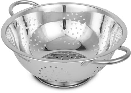 SPICOM Stainless Steel Colander 24cm - Multipurpose – Durable, Anti-Rust Kitchen Accessories Items – Essential Kitchen for Washing Fruits, Vegetables, Rice & More