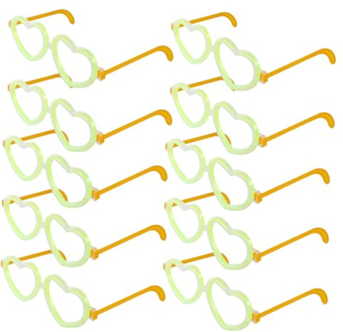 CLISPEED Lunettes Fluorescentes en Plastique Forme de Cœur Lot de 10 Paires Faciles à Porter Retirer Couleur Aléatoire pour Soirées et Réveillons Élégants