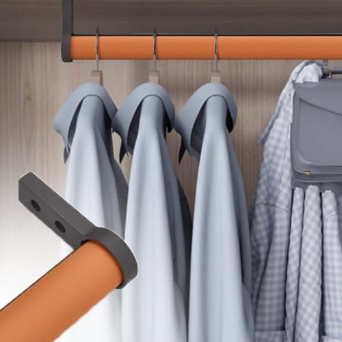 YCVAWEOD Durable 130cm Metal Clothes Rack with 3.8cm Diameter Leather-Wrapped for Walk-in Closets Sturdy End Supports Heavy-Duty Garment Rod for Maximum Strength LWX