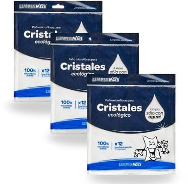 Genérico Paños Microfibra para Cristales Pack 3 Unidades - Bayetas Sin Pelusas para Ventanas, Espejos, Pantallas y Superficies Brillantes - Reutilizables