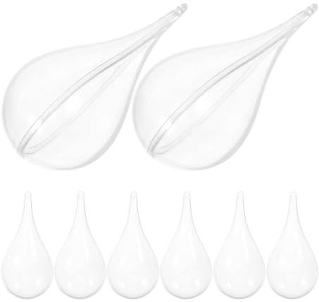 ULTECHNOVO Decorazioni per Feste Allegre e Centri Commerciali 8 Pezzi di Gocce di Plastica Trasparente Riempibili a Forma di Goccia, Palline per Natale Anello per Appendere