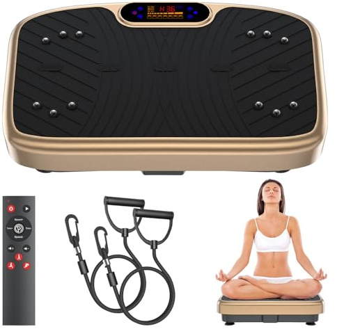 Máquina de ejercicio de placa vibratoria, plataforma vibratoria para drenaje linfático con 200 velocidades ajustables, placa de vibración de potencia para pérdida de peso y fitness, soporta un peso