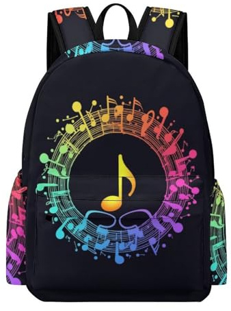TPISLI Cartable Scolaire Musical Notes Motif Élève Garçon CE2 CM1 Sac à Dos Musique Élève Fille 8-12 Ans Sac d'École Ordinateur Portable Léger Imperméable pour Rentrée Scolaire Voyage et Cours