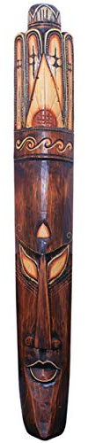 Woru Maske Jano bemalt, wahlweise in 20 cm, 50 cm oder 100 cm, Holz-Maske aus Bali, Wandmaske, Afrikanische Dekoration (ca. 100 cm)