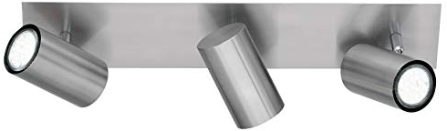 Trio 802400307 Serie 8024 - Focos con 3 luces, bombillas excluidas, GU10, 35 W, 230 V, A++, E, IP20, 15 x 48 x 9 cm, metal, níquel mate