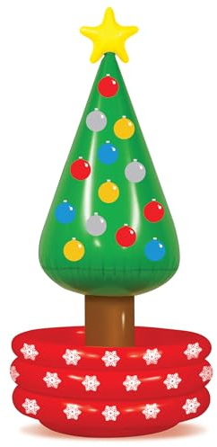 Beistle Inflatable Novelty Christmas Tree Drink Beverage Cooler for Office Holiday Winter Party Decorations, 26 x 56, Multicolored