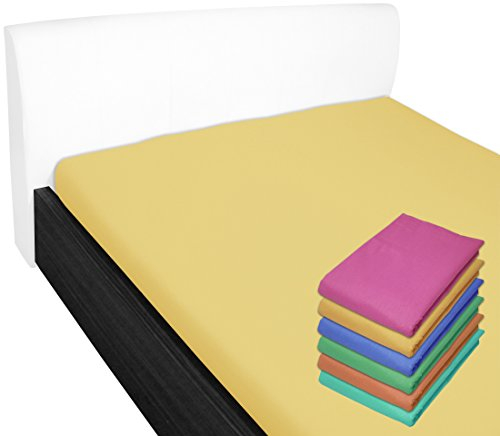 Nurtextil24 Bettlaken 100% Baumwolle 28 Farben und 4 Größen ohne Gummizug Gelb 240 x 250 cm