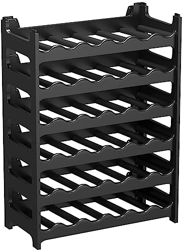 ARTECSIS Weinregal stapelbar Kunststoff für 36 Flaschen, stabiles Flaschenregal in Gastronomie-Qualität, modular erweiterbar, Schwarz