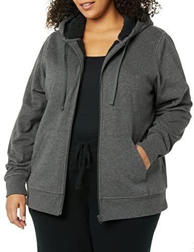 Amazon Essentials Giacca con cappuccio a cerniera intera in pile foderata in sherpa Donna